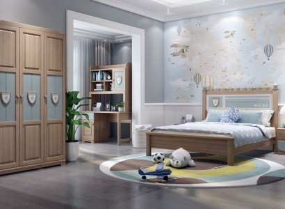 Jugendzimmer Kinderzimmer Set Bett Kommode Kleiderschrank 5tlg Schlafzimmer Neu